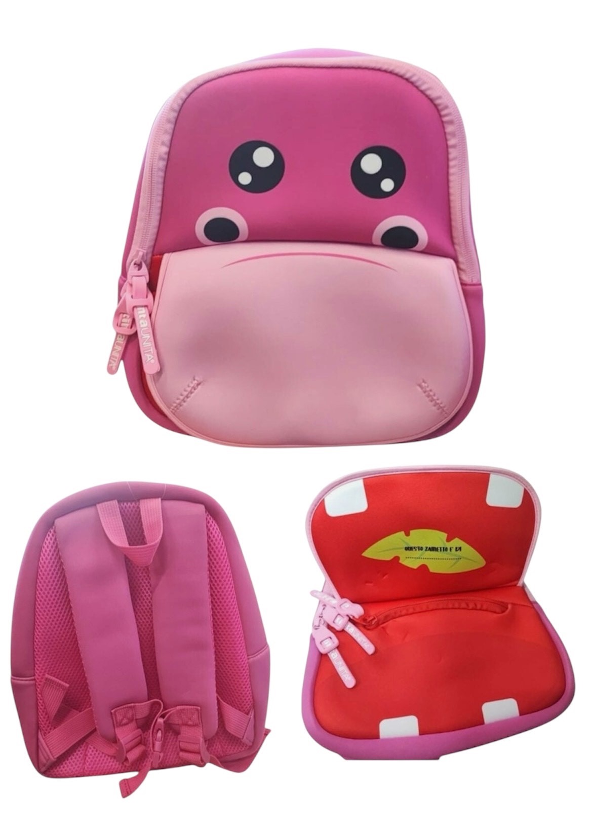 ZAINETTO TINTA UNITA KIDS PLUS CON FLAP IPPOPOTAMO www