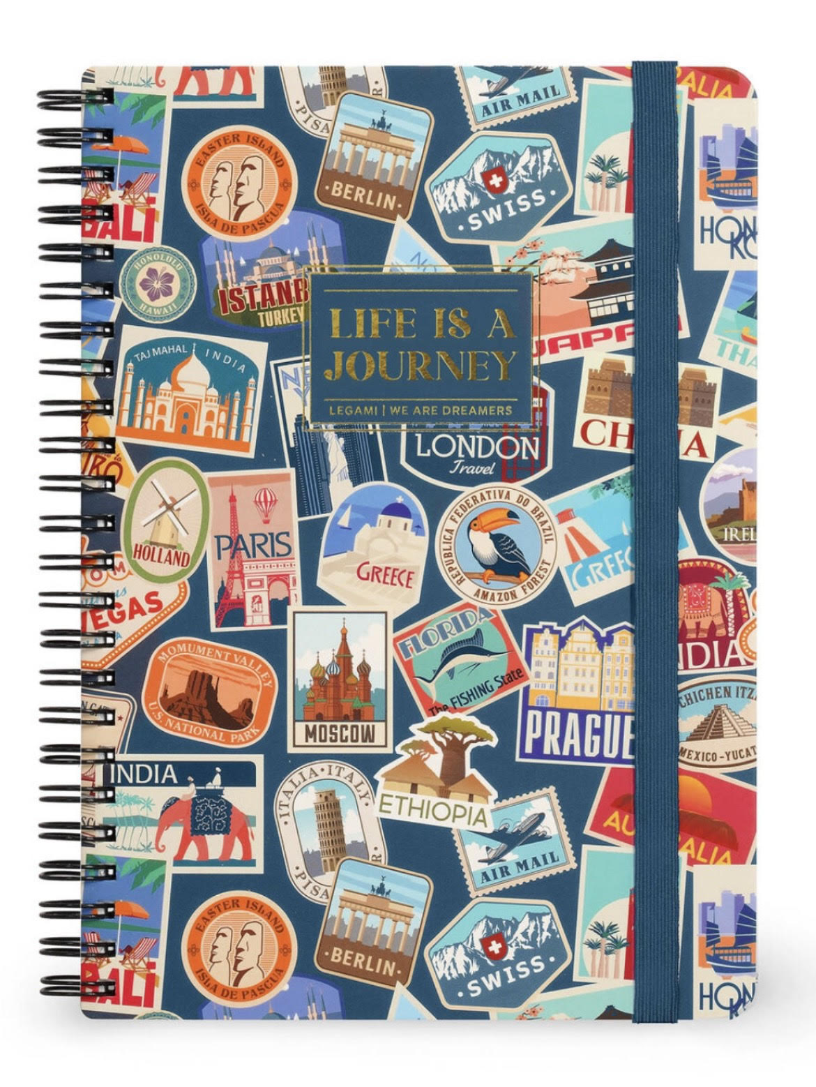 LEGAMI LINED SPIRAL NOTEBOOK - TRAVEL STICKERS